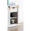 Table transitionnelle 1Pc avec finition blanc antique et or, tablettes ouvertes avec tiroir, L 36 po x l 15 po H 30 po, console en bois massif