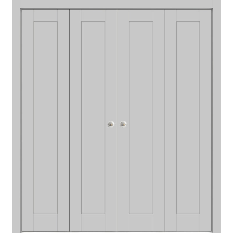 Porte pliante à panneaux en bois Quadro, 72 po x 80 po, Gris mat