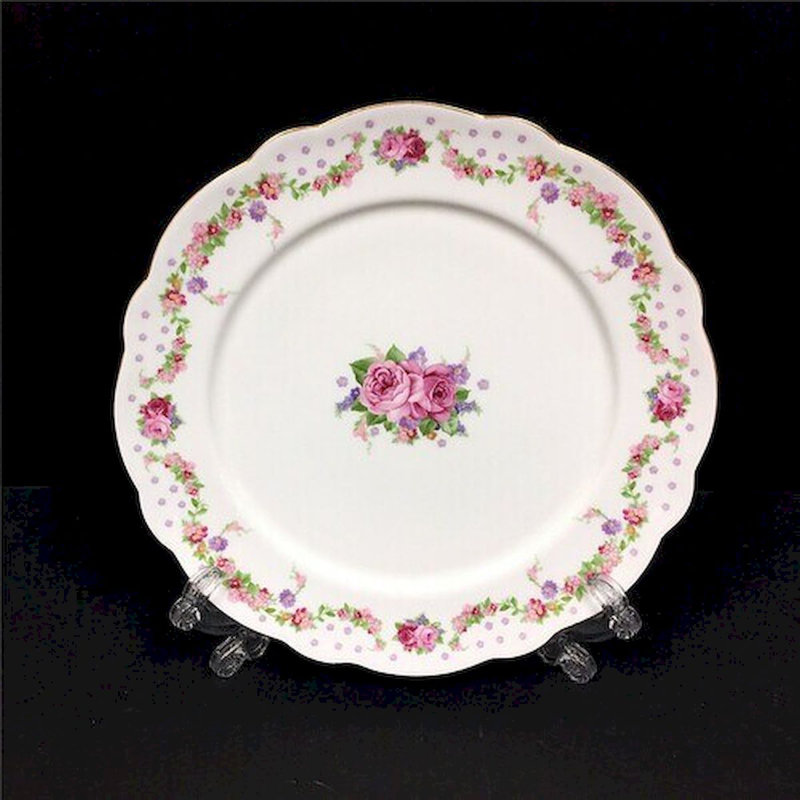 Assiette florale rose