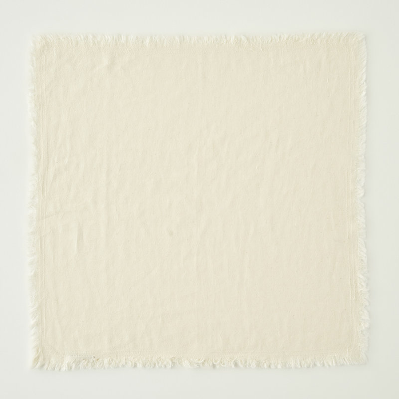 Serviette en coton olive à franges