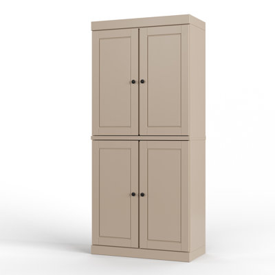 32" W x 71.5" H 100% Solid Wood Freestanding Bathroom Linen Cabinet with Doors, 2 Drawers & Adjustable Shelves – Modular Storage Organizer