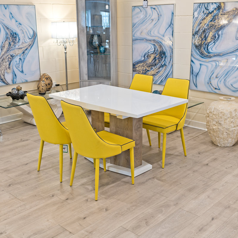 Bozrah 6 - Person Butterfly Leaf Dining Set, Yellow, Brown
