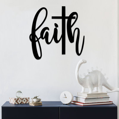 Art mural en métal Faith Cross Script