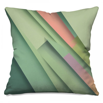 Layered Green Abstract Double Sided Throw Pillows