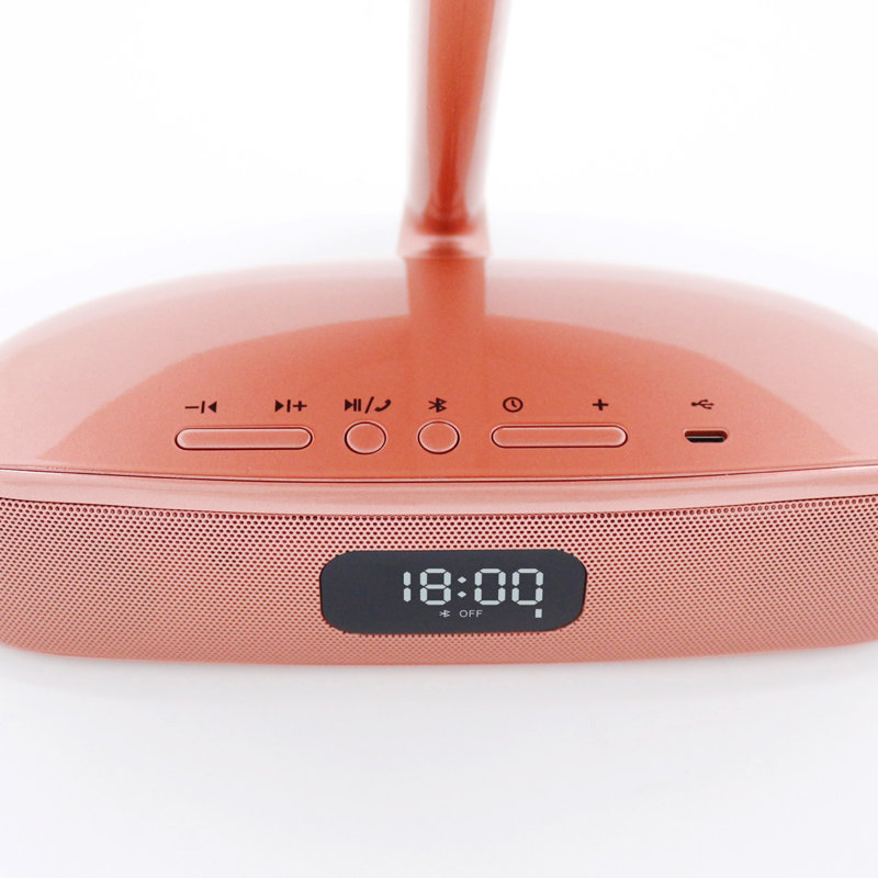 Melody 9 Inch Round Duotone Makeup Mirror with Speakers and Touch Sensor, Adjustable LED Light, Rose Gold