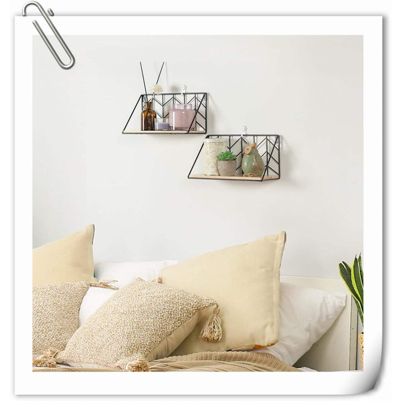 Tablette en bois 2 pièces Kevonna, H 5,50 po x l 11,50 po x P 4,20 po, Rustique