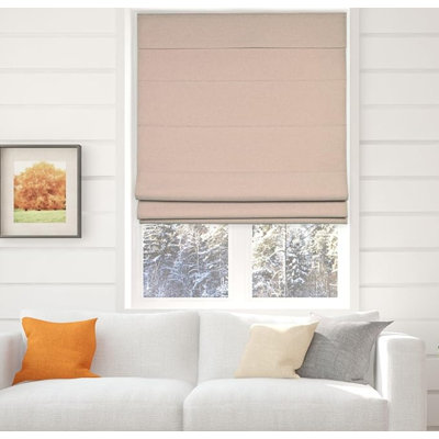 Arlo Blinds Thermal Room Darkening Fabric Roman Shades, Color: Oatmeal Textured, Cordless Lift Window Blinds