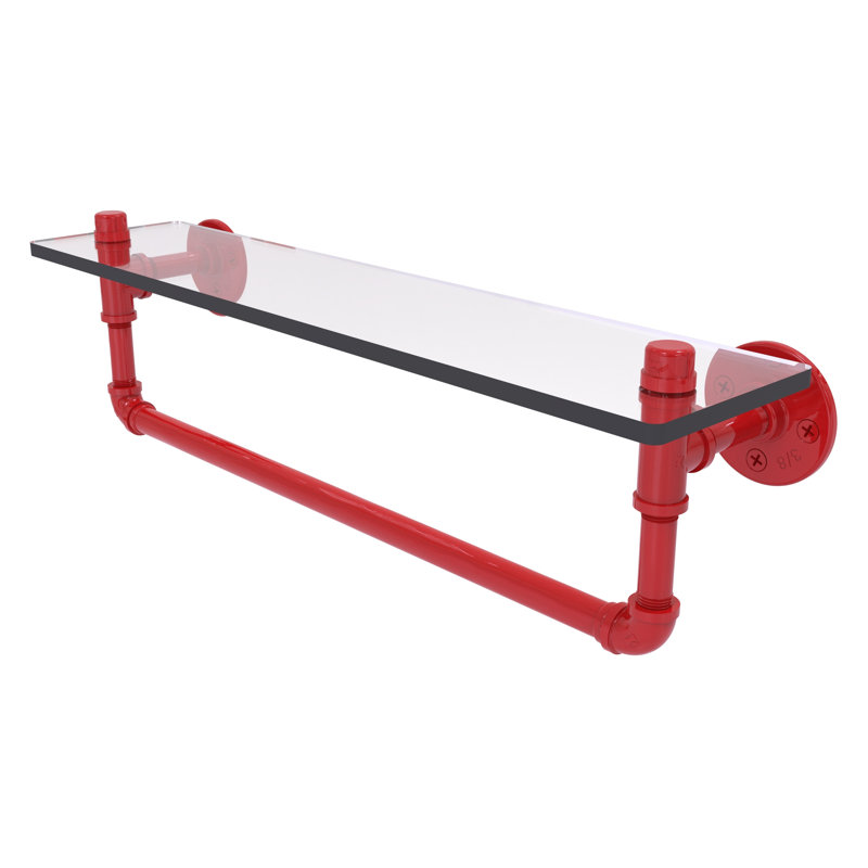 Tablette en verre avec barre à serviettes P, Rouge pompier