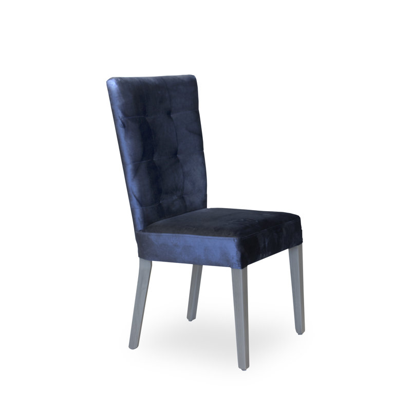 Chaise parsons capitonnée Hallerson, Bleu marine, Gris