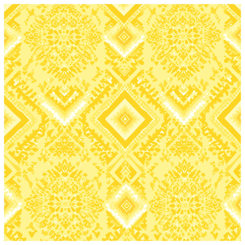Rideau de douche jaune à motif orné très long, L 70 po x H 72 po