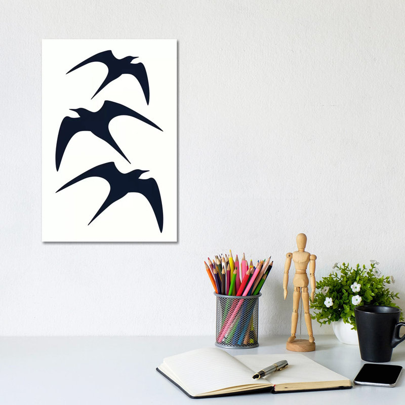 Three Birds by Kubistika - Wrapped Canvas Print, 20.32 cm H x 30.48 cm W