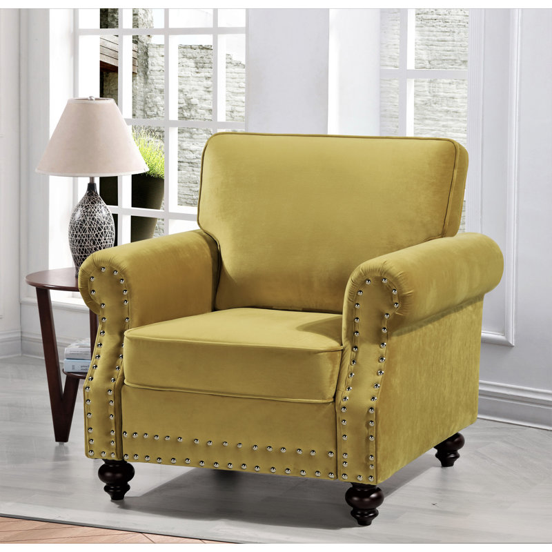 Esquer Velvet Chesterfield Chair, Strong Yellow