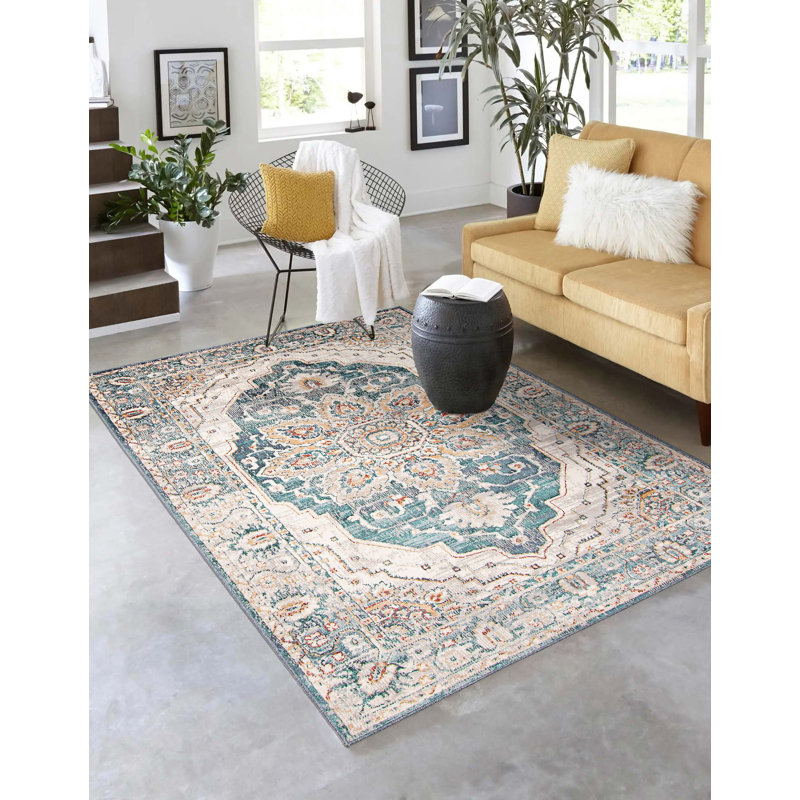 Tapis bleu sarcelle Legacy, Rectangle de 5 pi x 8 pi