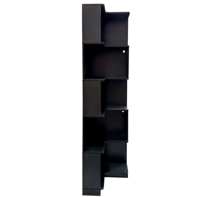 Bibliothèque d'angle à 5 niveaux avec chicane, Noir