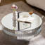 Table basse ronde à miroir 30,91 pouces avec grand diamant écrasé autour du miroir avec cadre en cristal argenté et bordure en cristal de luxe pour décoration intérieure moderne