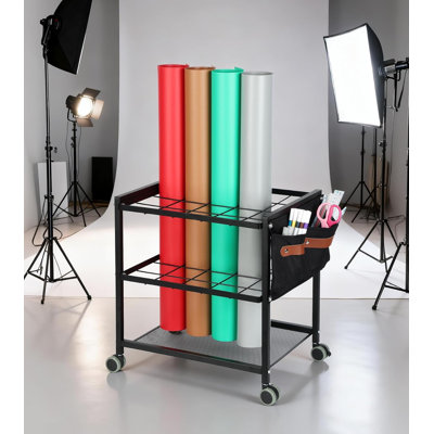 Blueprint Storage Rack Cart With Side Storage Bags
