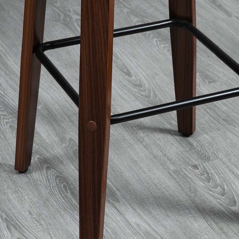 Tabourets de bar noirs, hauteur de 2. Cuir d'unité centrale avec repose-pieds et dossier. 360 pieds rotatifs en bois massif pour un look tendance