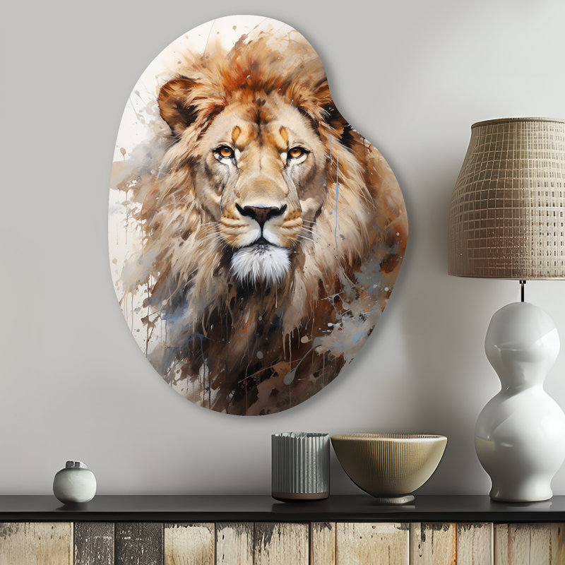 Spadafora - Lion Pear Shape Irregular Metal Wall Decor, 30" H x 22" W