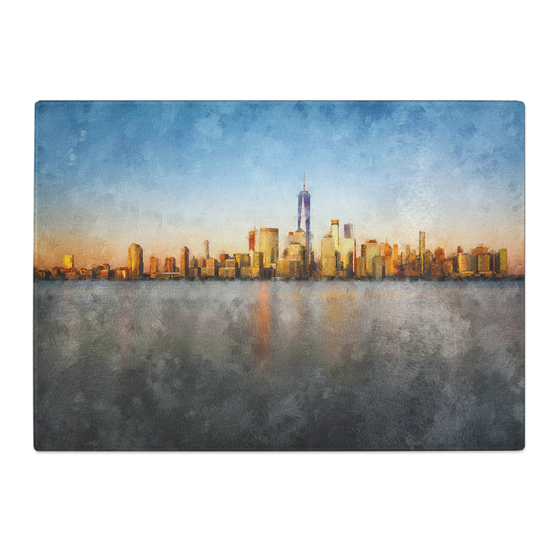 Tempered Glass the New York Skyline Chopping Board, 20 cm x 28.5 cm
