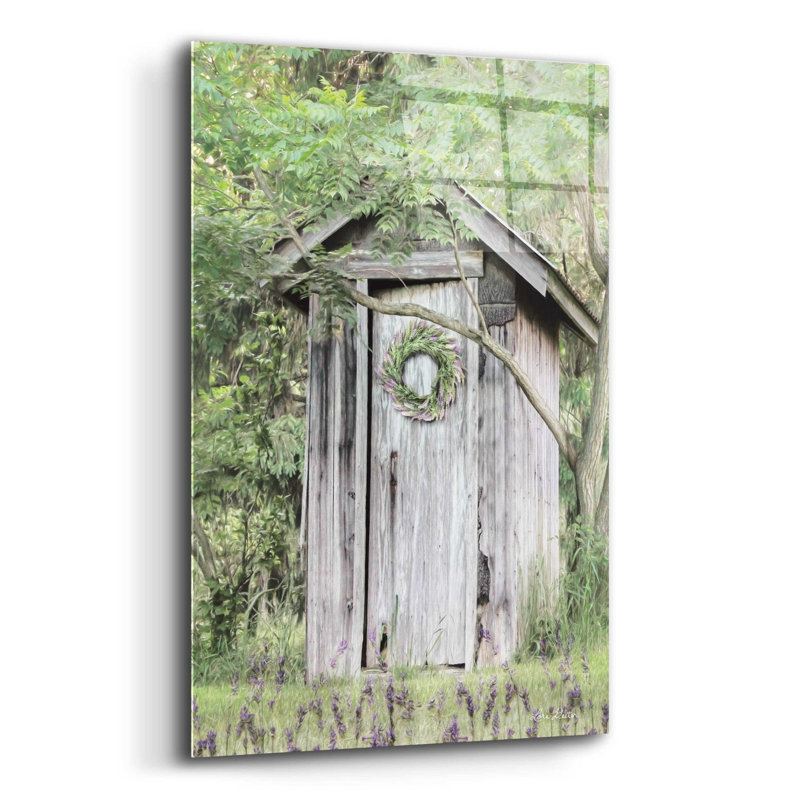 «Lavender Outhouse» par Lori Deiter, art mural en verre acrylique, H 16 po x l 12 po x P 0,13 po