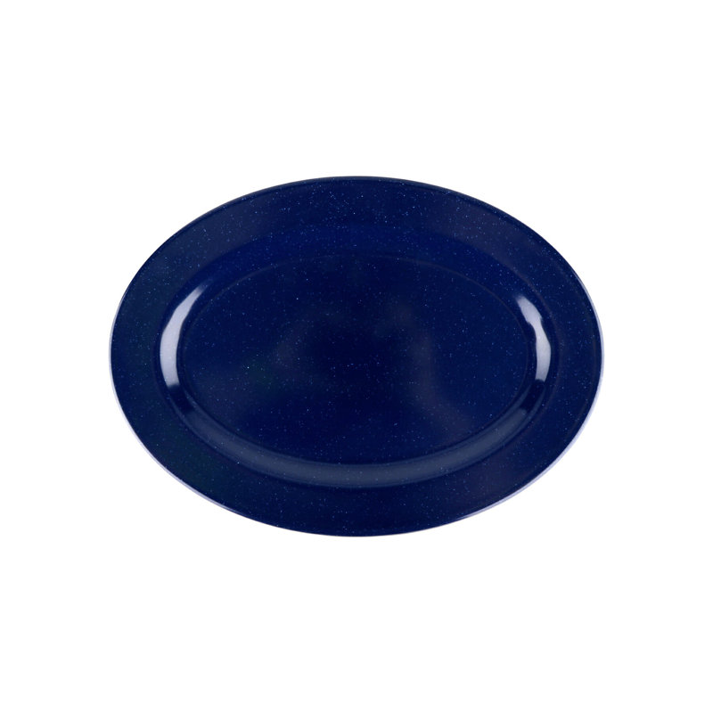 Le GE Plateau de service robuste en plastique mélaminé incassable, 14 po x 10 po, grès (ensemble de 12), Bleu