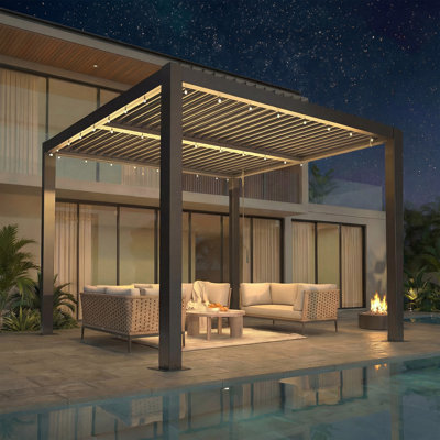 Erommy Outdoor Pergola, Louvered Pergola, Aluminum Pergola for Patio, Backyard, Pool party