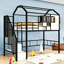 Lit mezzanine simple en métal avec tablettes et boîte de rangement, toit-1844437102