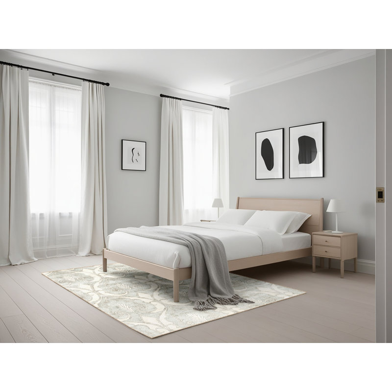 Tapis contemporain beige / gris, Rectangle 5 pi x 7 pi