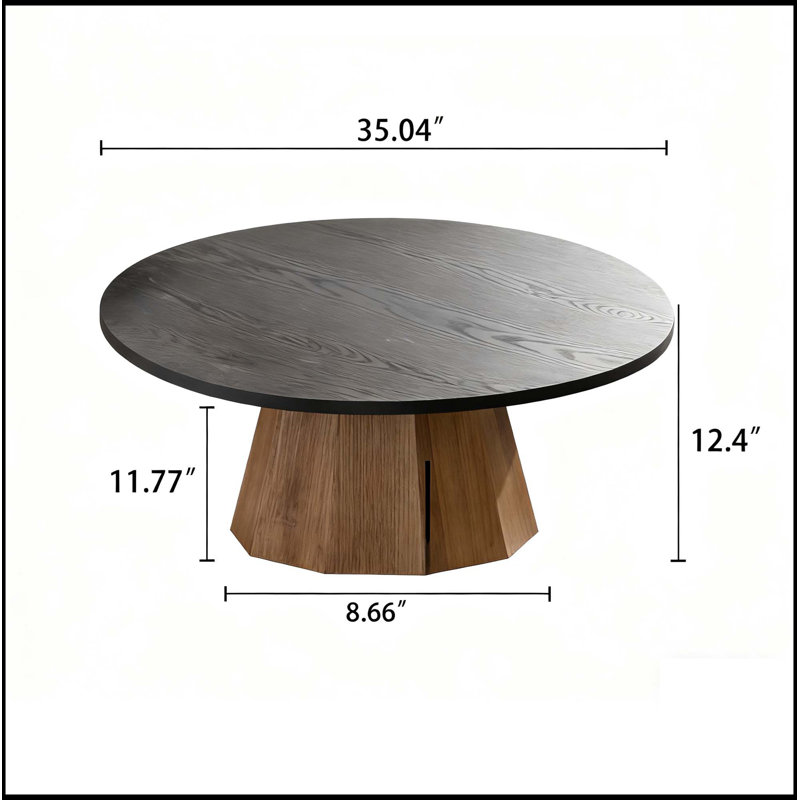 Table basse ronde avec piédestal robuste et motif écorce véritable, durable et facile à assembler pour les salons modernes