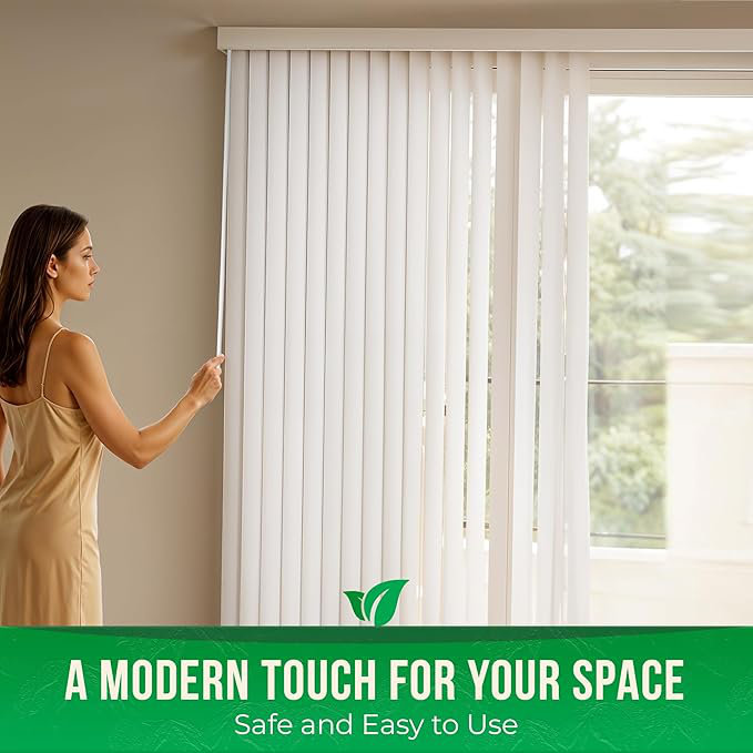  White Light-Filtering Viny Vertical Blinds,78" Width x 84" Height
