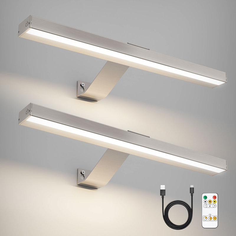 Tabita Battery Powered Dimmable LED Wall Mount Picture Light with Remote, Brushed Nickel