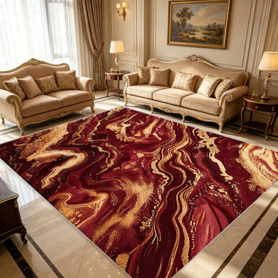 Burgundy Gold carpet-easy to clean, machine-washable, soft and comfortable; suitable for door mats, kitchens, living rooms, bedrooms, corridors, and laundry areas. Easy to clean, durable carpet for home decoration.