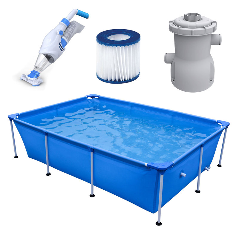 Steel Rectangle Frame Set Pool 26'' H x 72'' W x 102'' L , with Pump Included