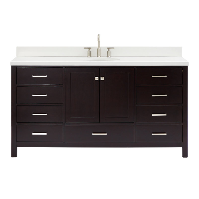 Meuble-lavabo simple 67 po avec dessus Cambridge, Espresso, Oval