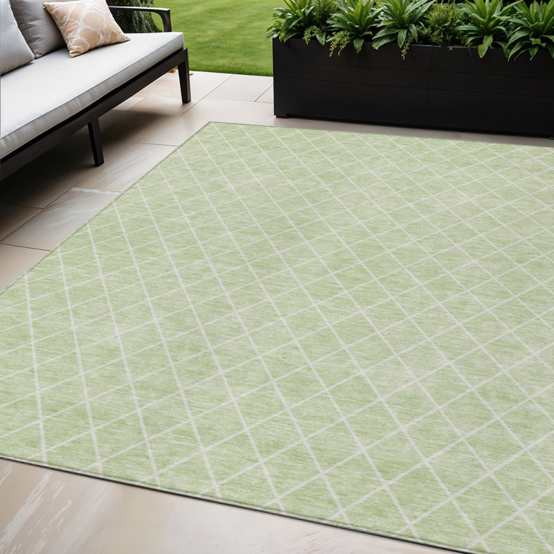 Tapis d'intérieur lavable géométrique vert menthe 5 pi x 8 pi