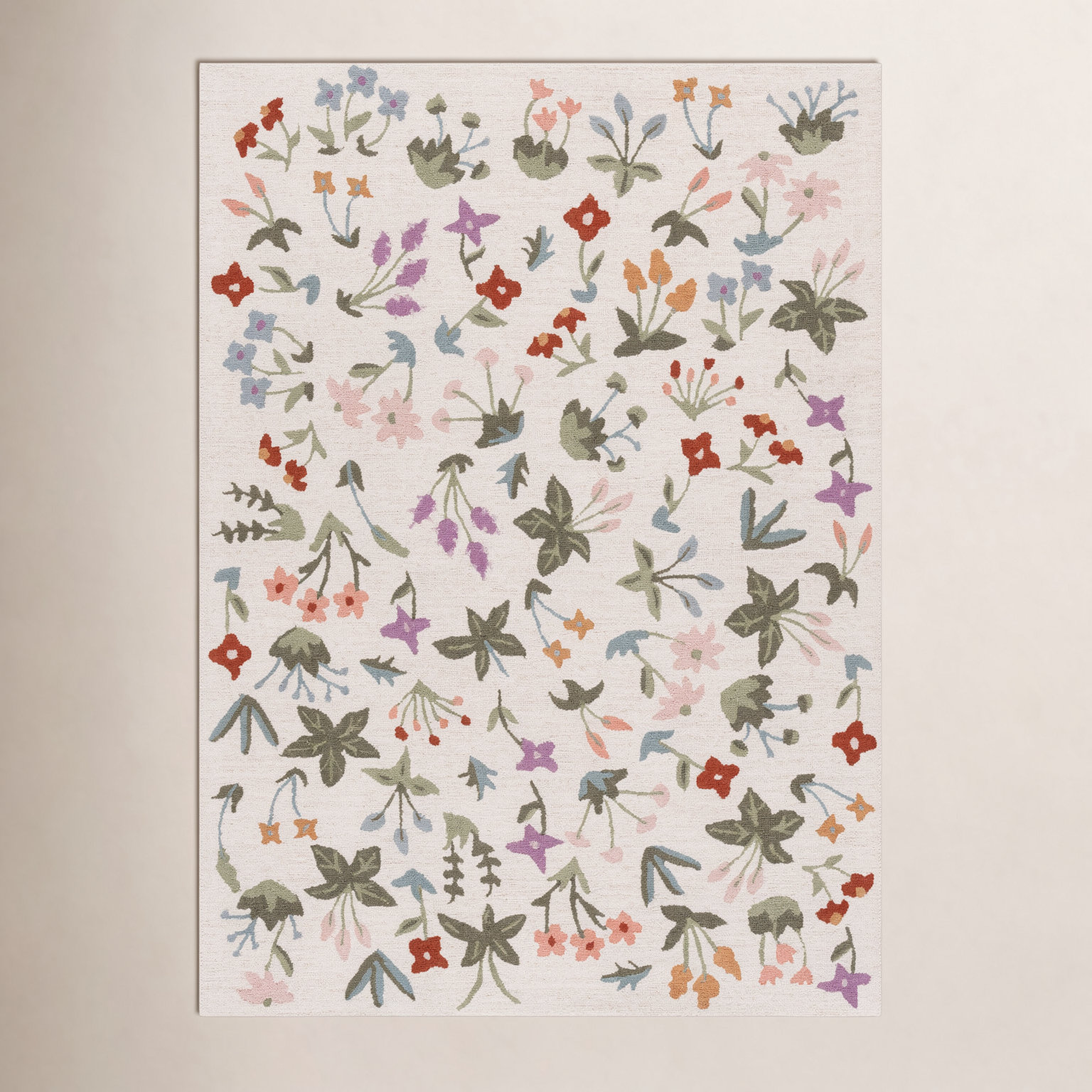 Hand-Tufted Wool Floral Outdoor Rug, Rectangle 4' x 6'