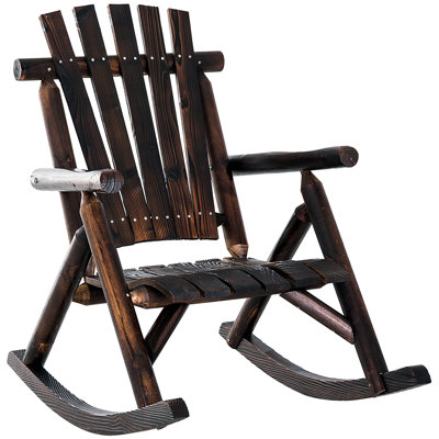 Chaise berçante en bois brun