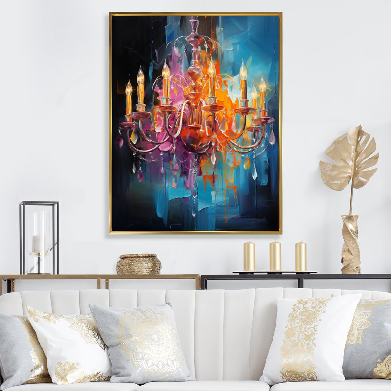 «Viminal Chandelier», impression sur toile encadrée, Cadre flottant doré, H 40 po x l 30 po x P 1,5 po