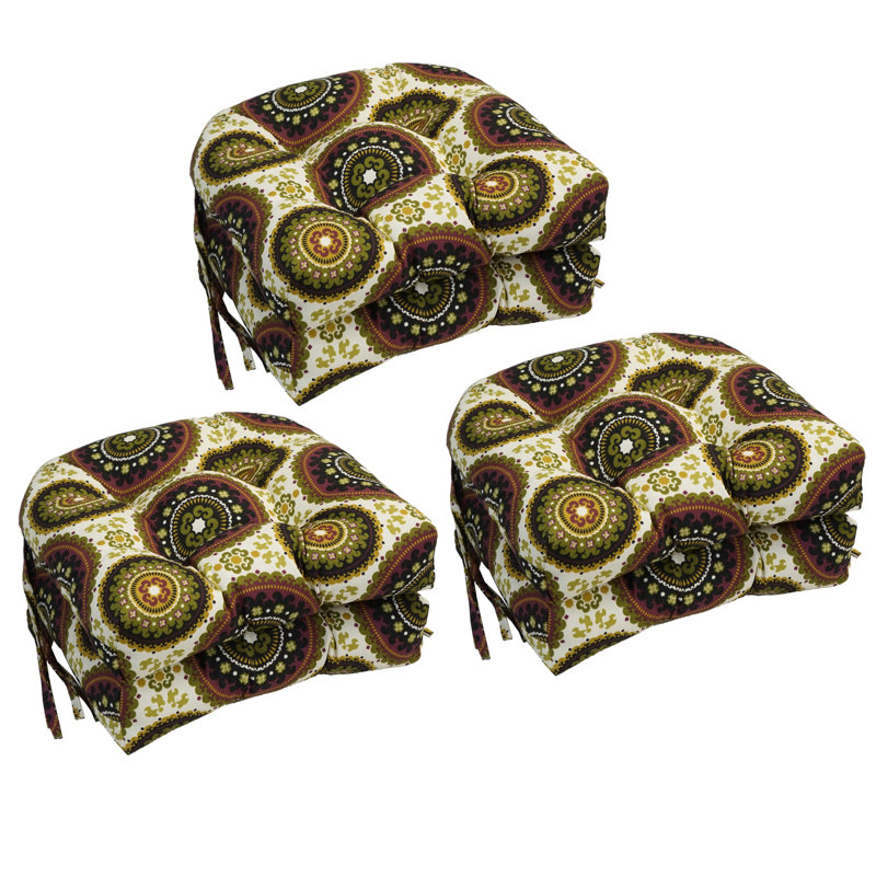 Coussins de chaise d'extérieur touffetés en forme de U 16 pouces (ensemble de 6)