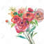Aquarelle bouquet de fleurs - reproduction encadrée rouge mat