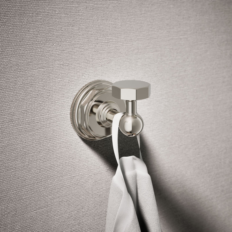 Pinstripe Wall Mounted Robe Hook, Vibrant Polished Nickel