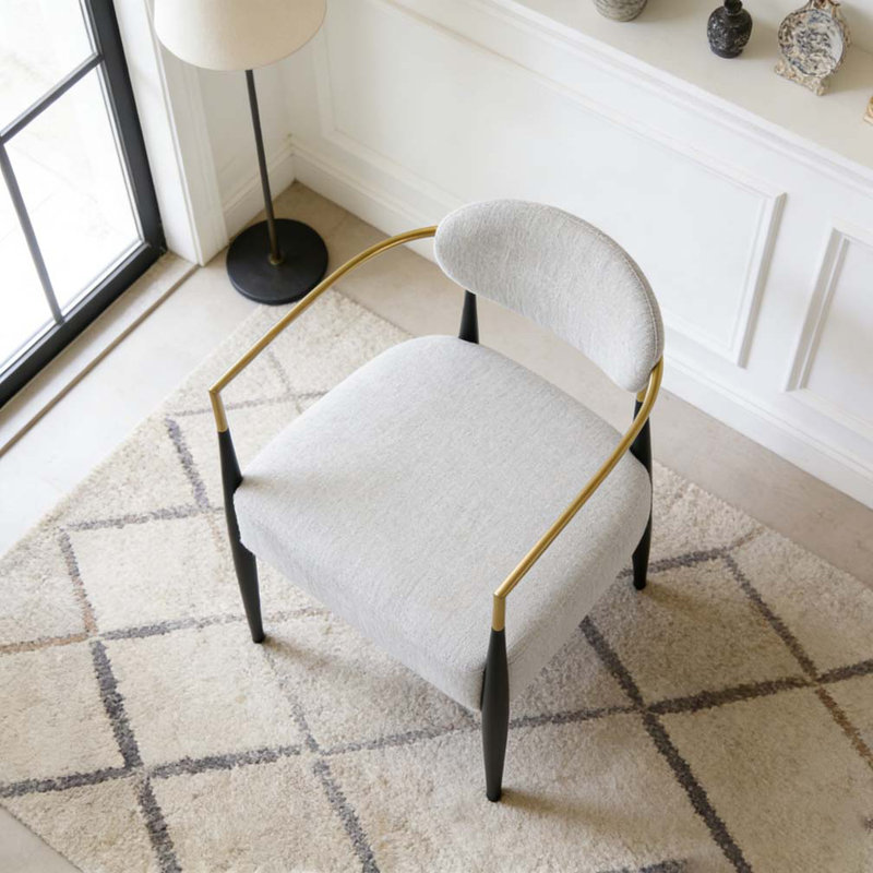 Fauteuil d'appoint moderne rembourré, Beige, noir, or