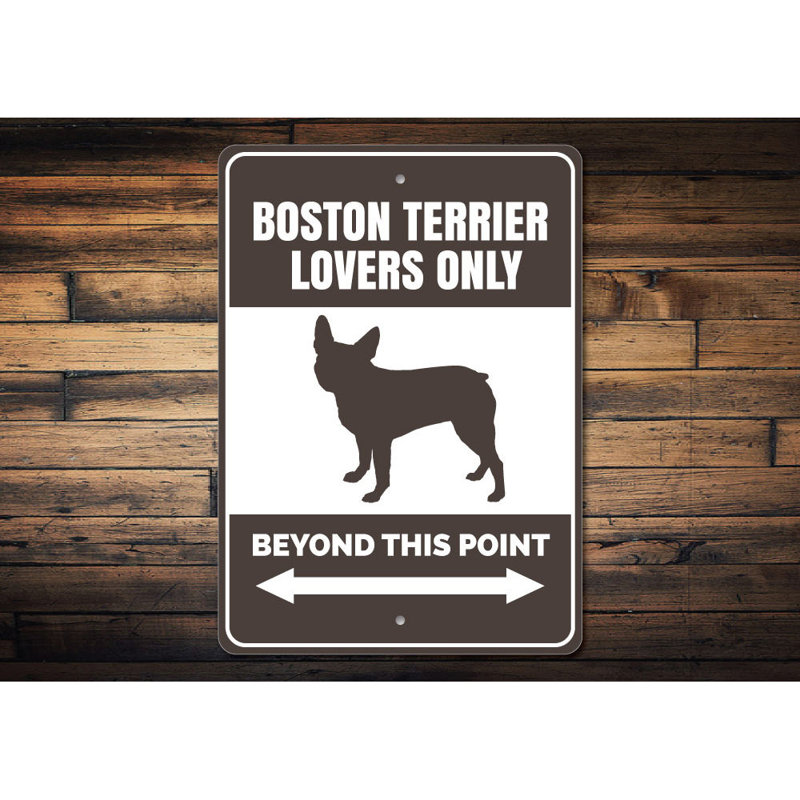 Plaque en aluminium Boston Terrier, H 18 po x l 12 po x P 0,06 po