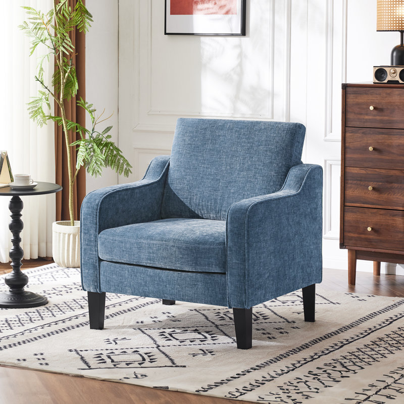 Amaryia Upholstered Armchair, Blue Linen Blend