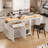 81.5'' Kitchen Island With Extendable Dining Table For 4-6 Person,kitchen Island With Storage 2 Drawers 2 Side Open Shelves,two-tone Table With Double-sized Storage-1927466151