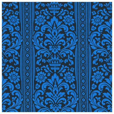Édredon damassé à motif floral bleu