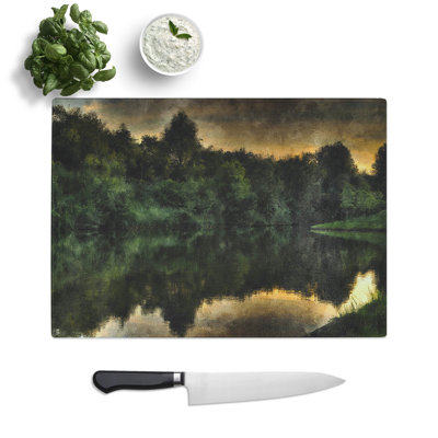 Trees Reflecting in the Water Painting Chopping Board