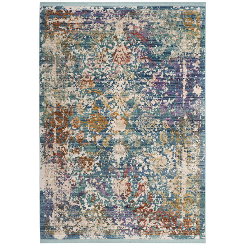 Mellie Green/Beige/Purple Area Rug, Rectangle 9' x 13'