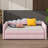 Twin XL Size Upholstered Daybed With Trundle And LED Light, Trundle Adjustable-200419148
