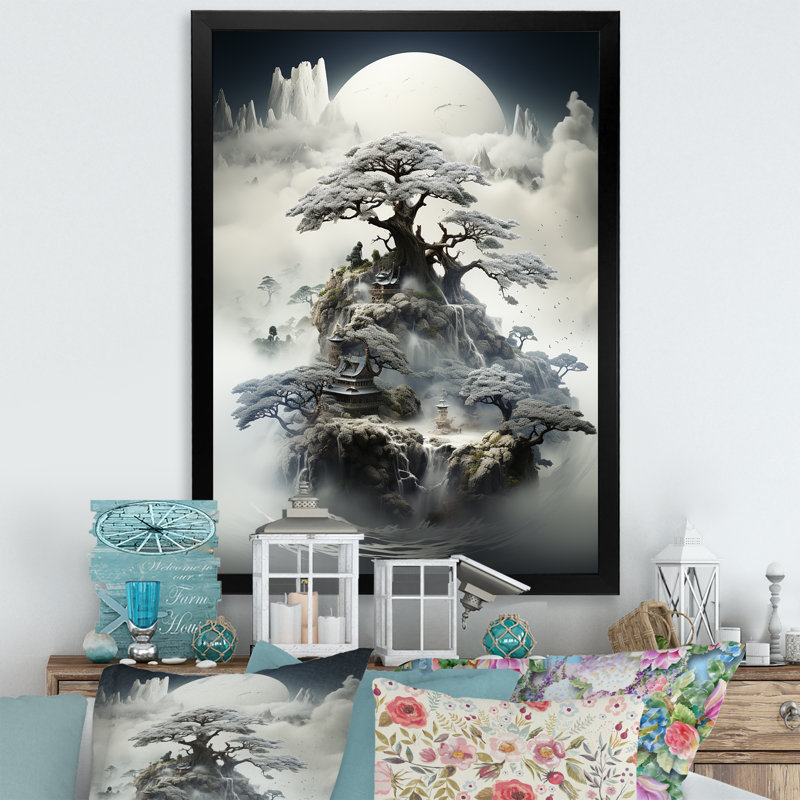 Mystical Bonsai 3 - Art mural bonsaï, Cadre simple noir, H 20 po x l 12 po x P 1 po